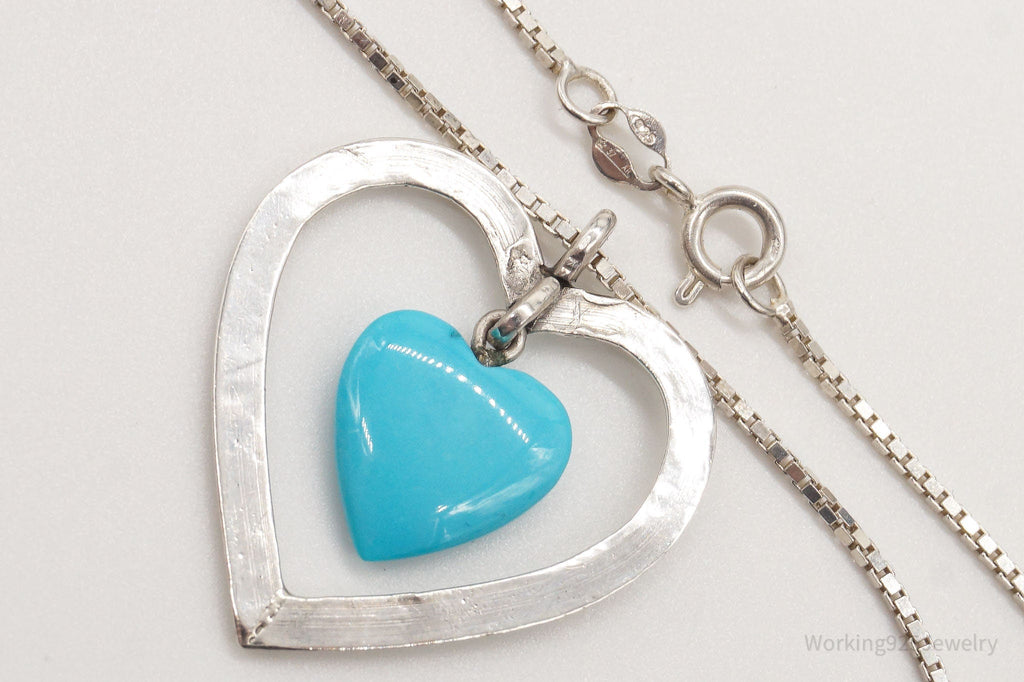 Vintage Blue Turquoise Heart Sterling Silver Necklace | Jewelry > Necklaces > Pendants | Wiccan Center
