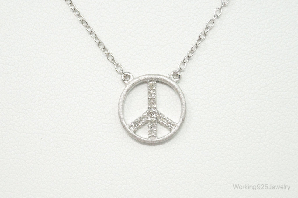 Vintage Cubic Zirconia Peace Sign Sterling Silver Necklace | Jewelry > Necklaces > Pendants | Wiccan Center