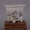 Chinese Snowscape Pastel Porcelain Flower Pots – Antique-Style Planters