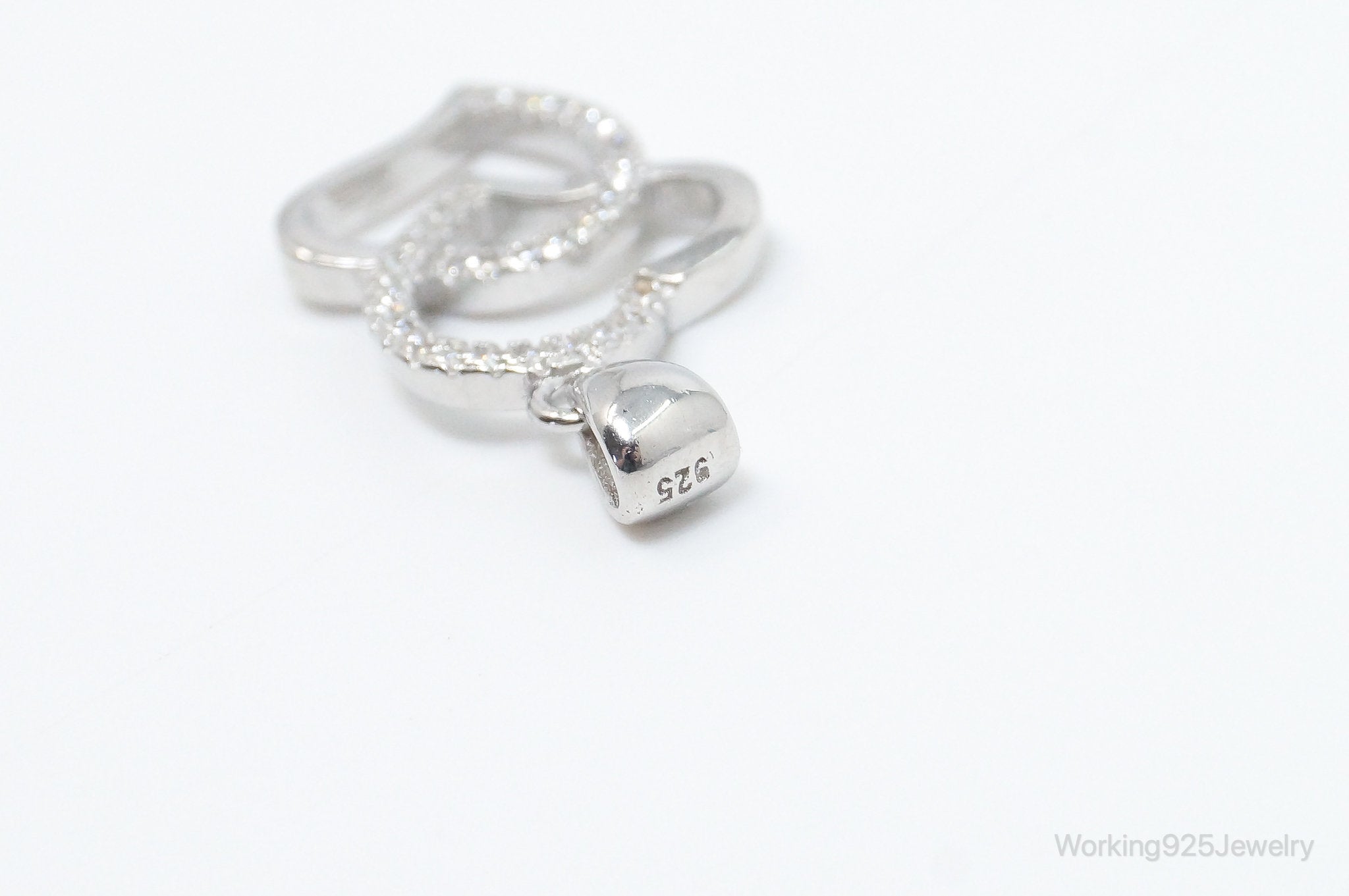 Vintage Open Hearts Cubic Zirconia Accented Sterling Silver Necklace Pendant | Jewelry > Necklaces > Pendants | Wiccan Center
