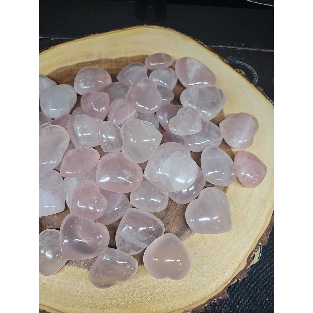 5Pcs Natural Pink Rose Quartz Crystal Heart Carved Palm Stone | Palm Stones & Tumbled Crystals | Wiccan Center