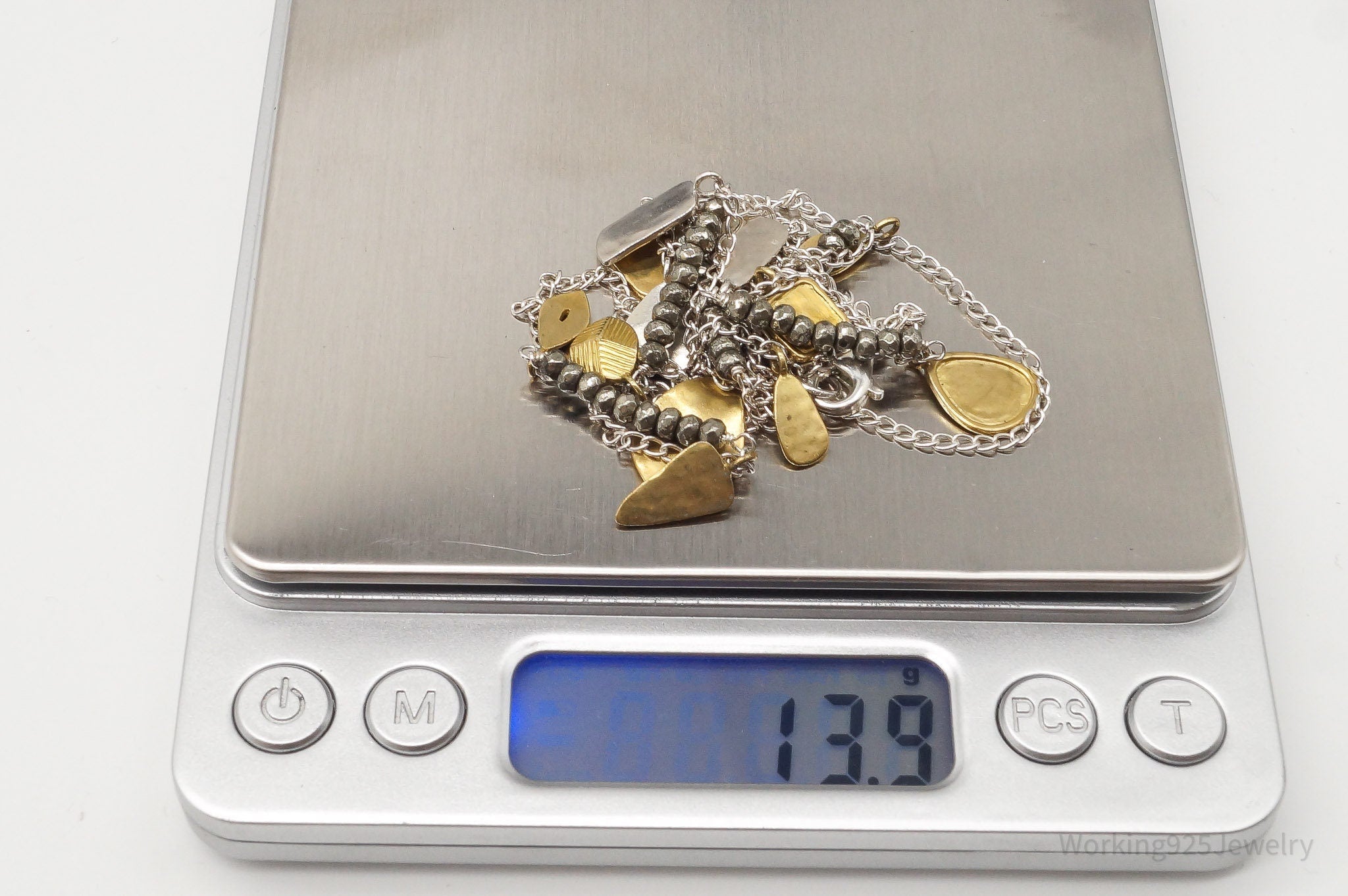 Designer Silpada "Pedal To The Metal" Pyrite Brass Sterling Silver Necklace 36" | Jewelry > Necklaces > Pendants | Wiccan Center