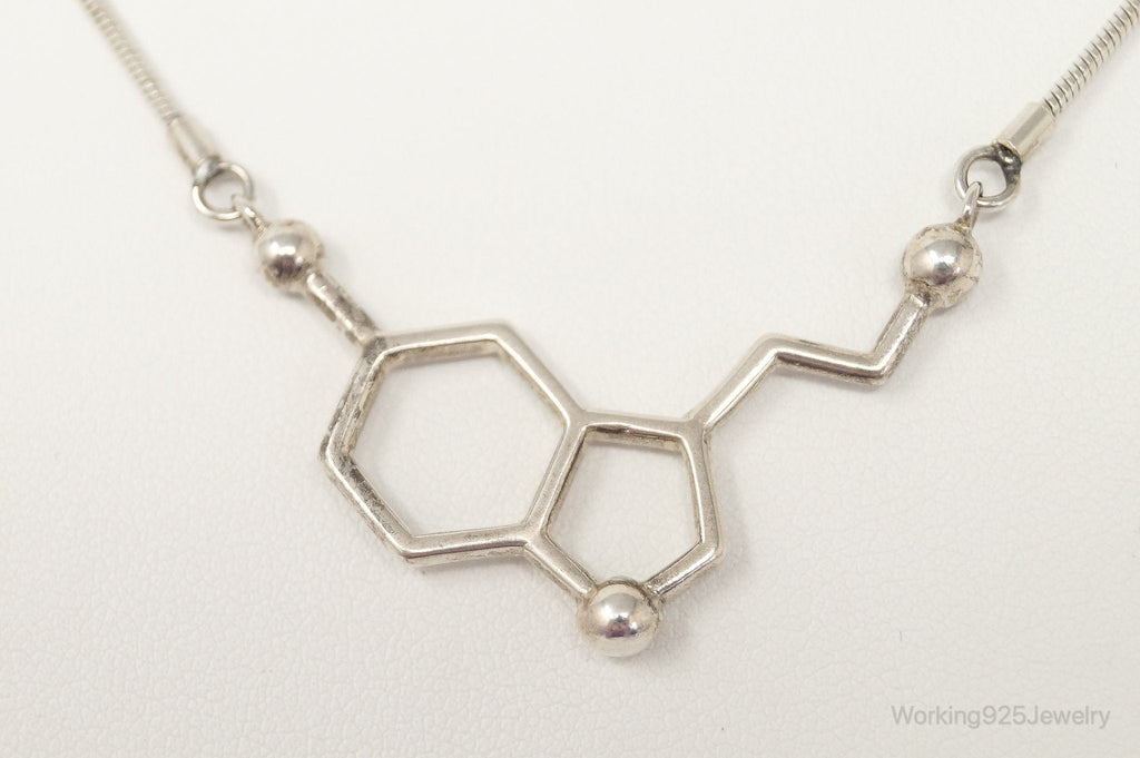 Serotonin Molecule Sterling Silver Necklace | Jewelry > Necklaces > Pendants | Wiccan Center