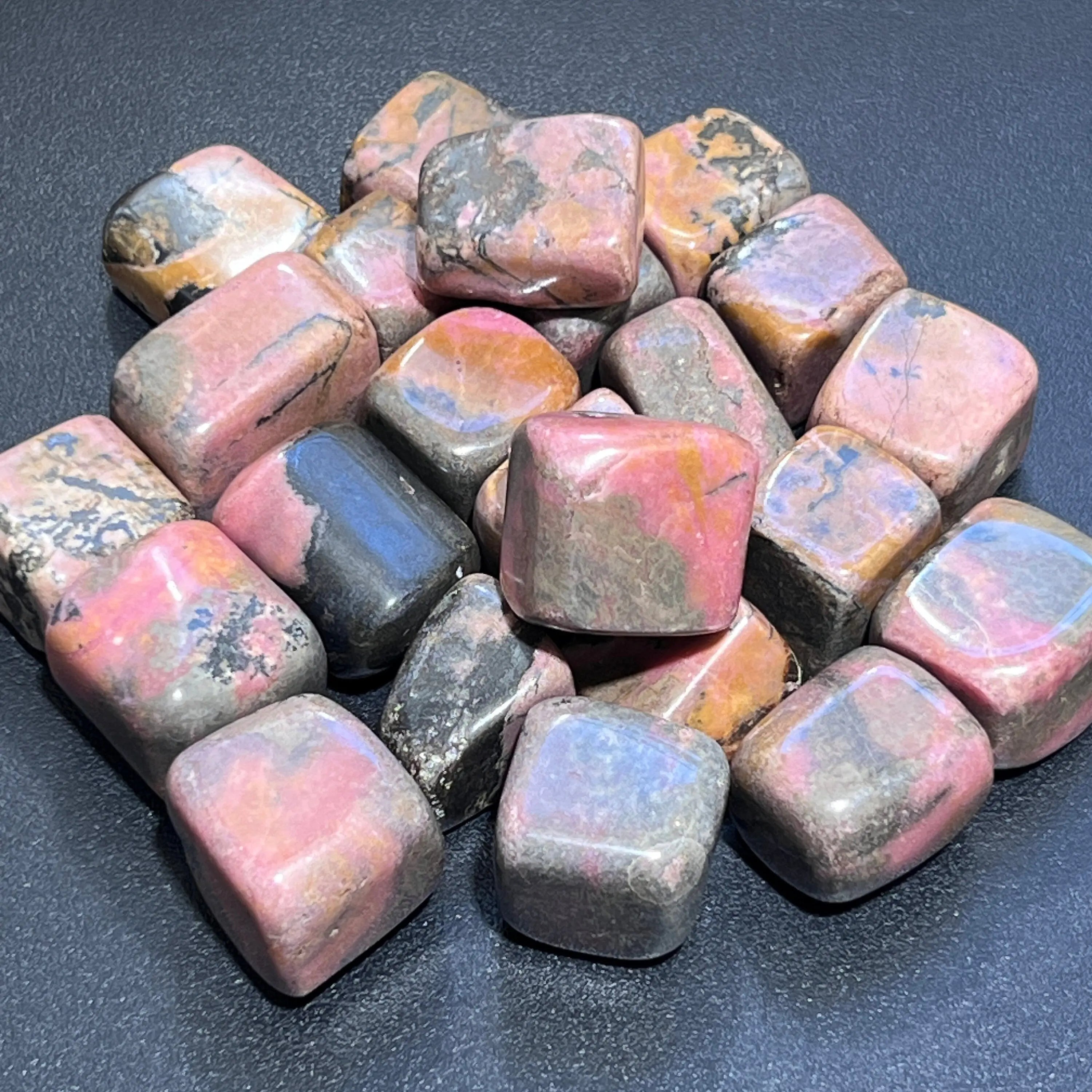 Pink Rhodonite Tumbled Stones (By The Piece or Pound) | Home & Living > Home Decor > Home Accents > Rocks & Geodes | Wiccan Center