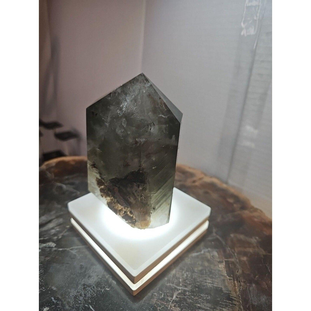 Green Ghost Phantom Quartz Crystal Obelisk — 1.73 lbs, Madagascar | CrystalCloud Company | Crystal Points & Towers | Wiccan Center
