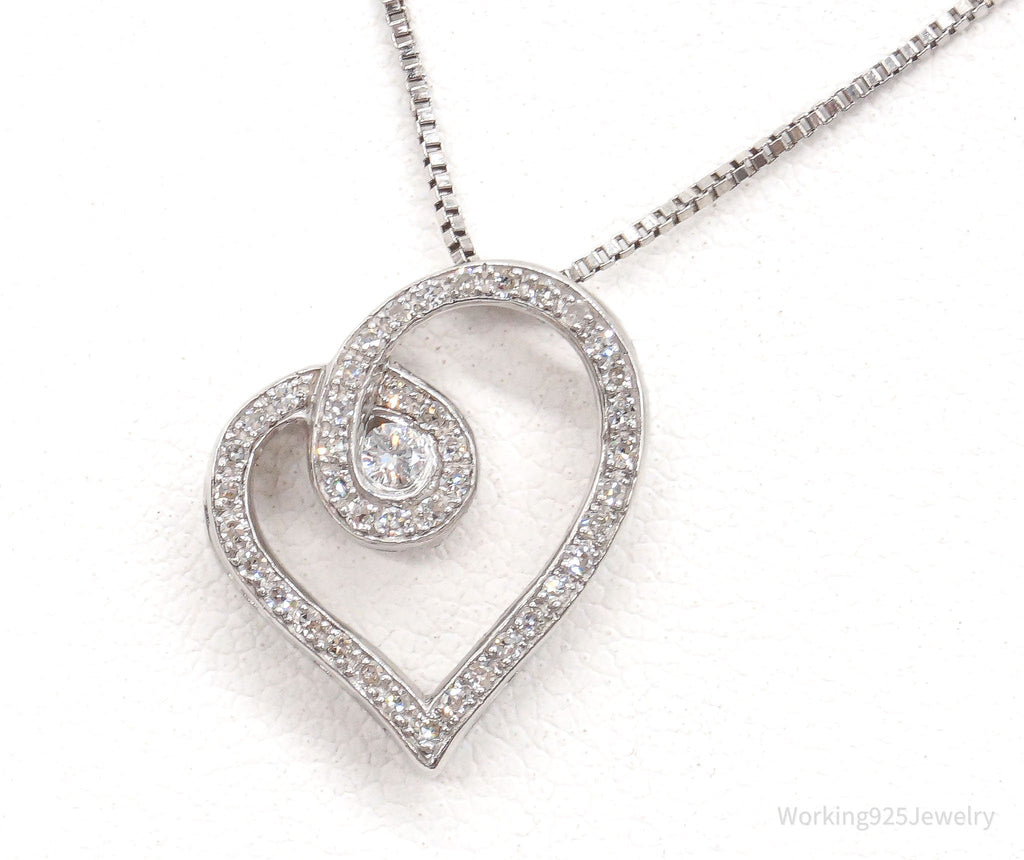 Vintage Diamond Heart Sterling Silver Necklace | Jewelry > Necklaces > Pendants | Wiccan Center
