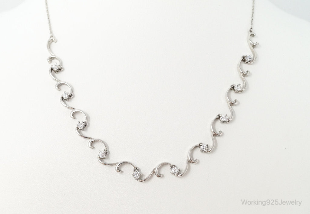 Art Deco Cubic Zirconia Sterling Silver Necklace | Jewelry > Necklaces > Pendants | Wiccan Center