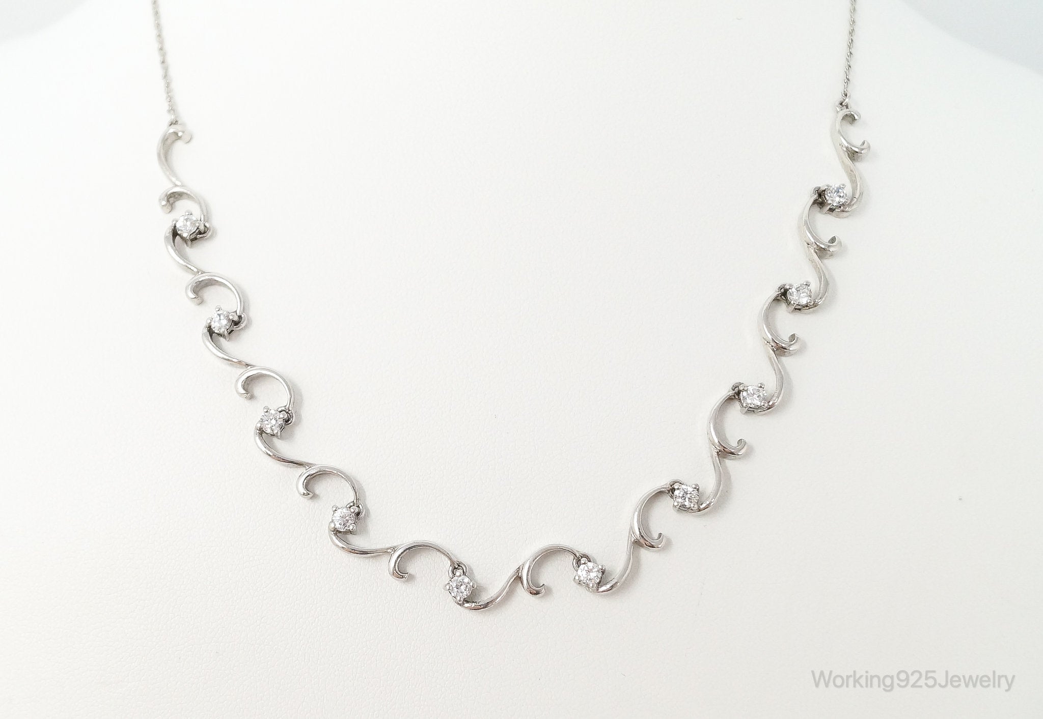 Art Deco Cubic Zirconia Sterling Silver Necklace | Jewelry > Necklaces > Pendants | Wiccan Center