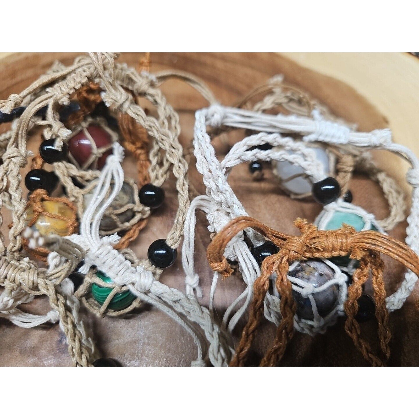 Mixed Gemstone Hemp Rope Bracelet Wholesale Lot — 13-Piece Reseller Set | CrystalCloud Company