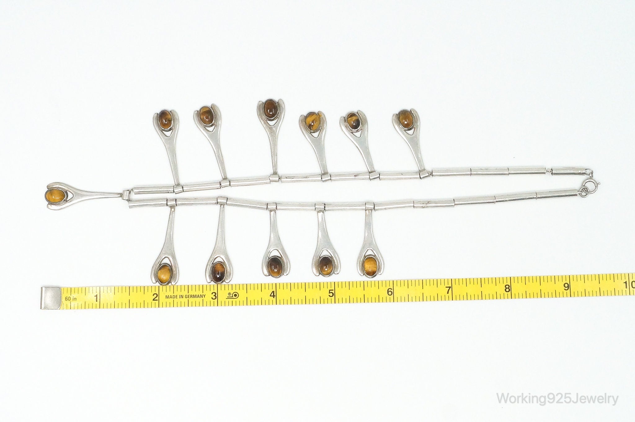 Vintage Taxco Mexico Designer VSA Tigers Eye Modernist Sterling Silver Necklace | Jewelry > Necklaces > Pendants | Wiccan Center