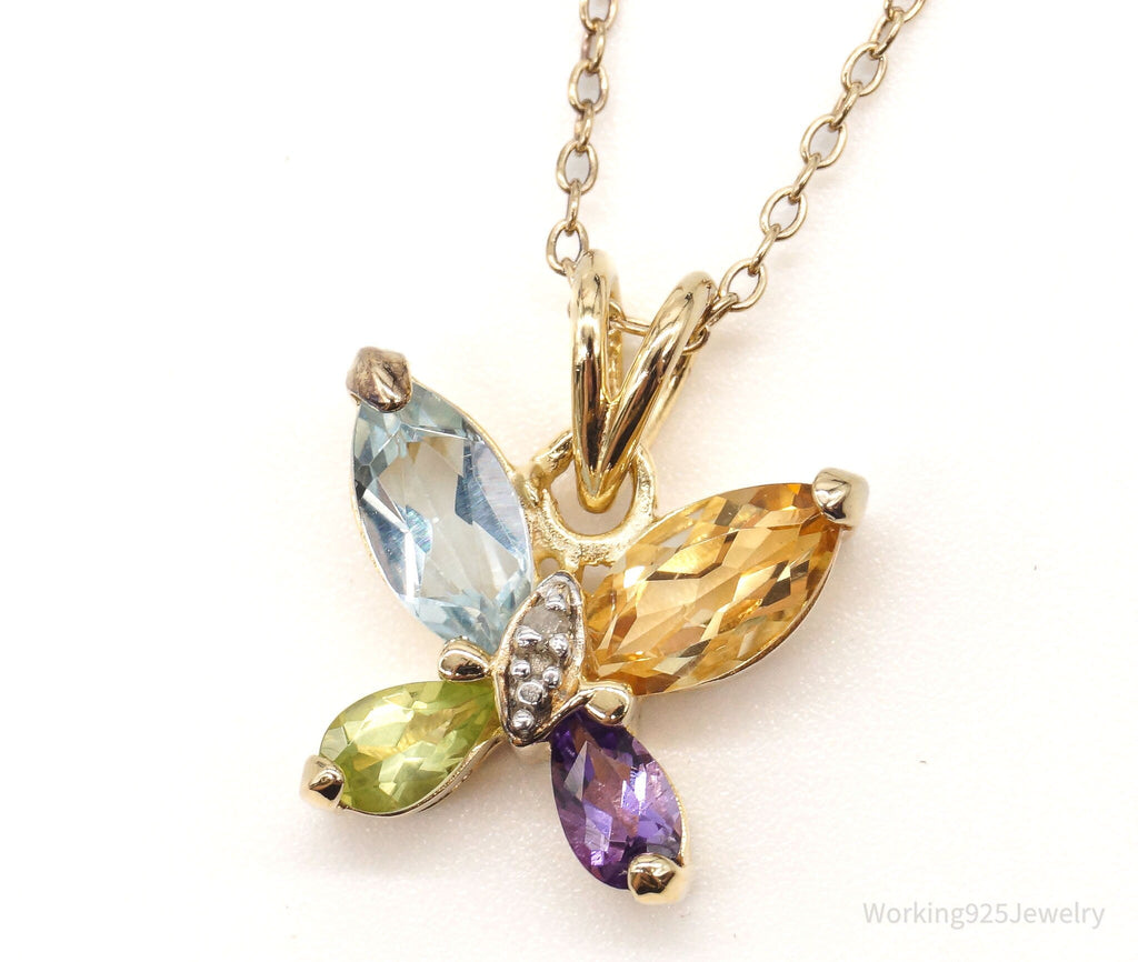 Ross Simons Multi Gemstone Butterfly Gold Vermeil Sterling Silver Necklace | Jewelry > Necklaces > Pendants | Wiccan Center