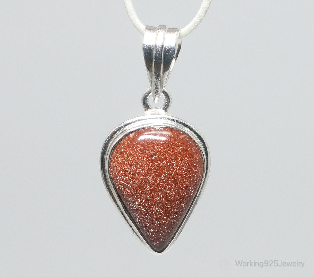 Vintage Large Goldstone Sterling Silver Southwestern Necklace Pendant | Jewelry > Necklaces > Pendants | Wiccan Center