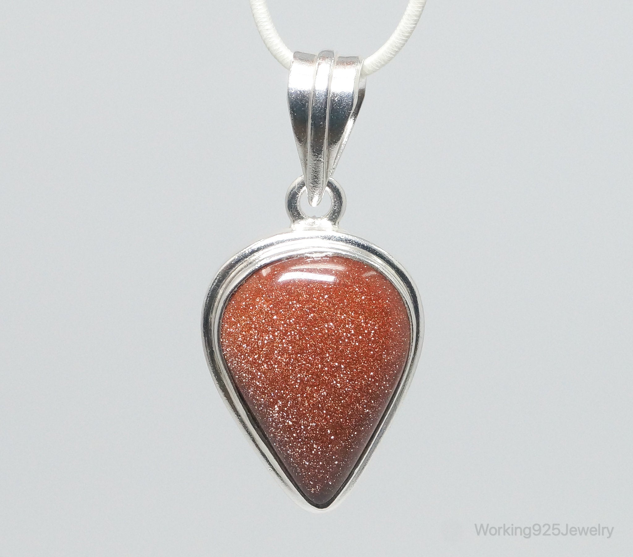 Vintage Large Goldstone Sterling Silver Southwestern Necklace Pendant | Jewelry > Necklaces > Pendants | Wiccan Center