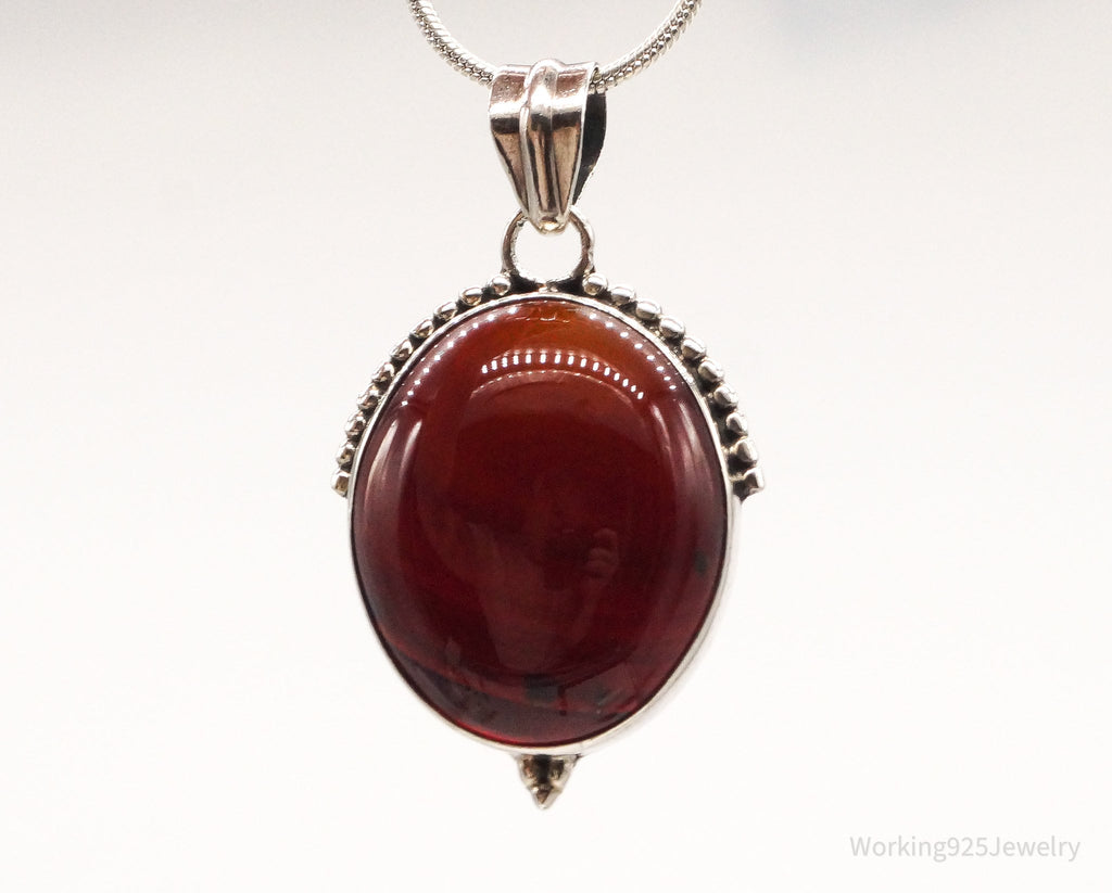 Vintage Large Red Agate Sterling Silver Pendant | Jewelry > Necklaces > Pendants | Wiccan Center