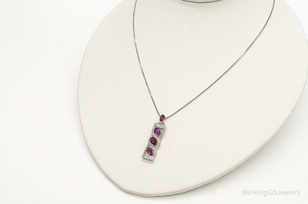Rhodolite Garnet Cubic Zirconia Sterling Silver Necklace | Jewelry > Necklaces > Pendants | Wiccan Center
