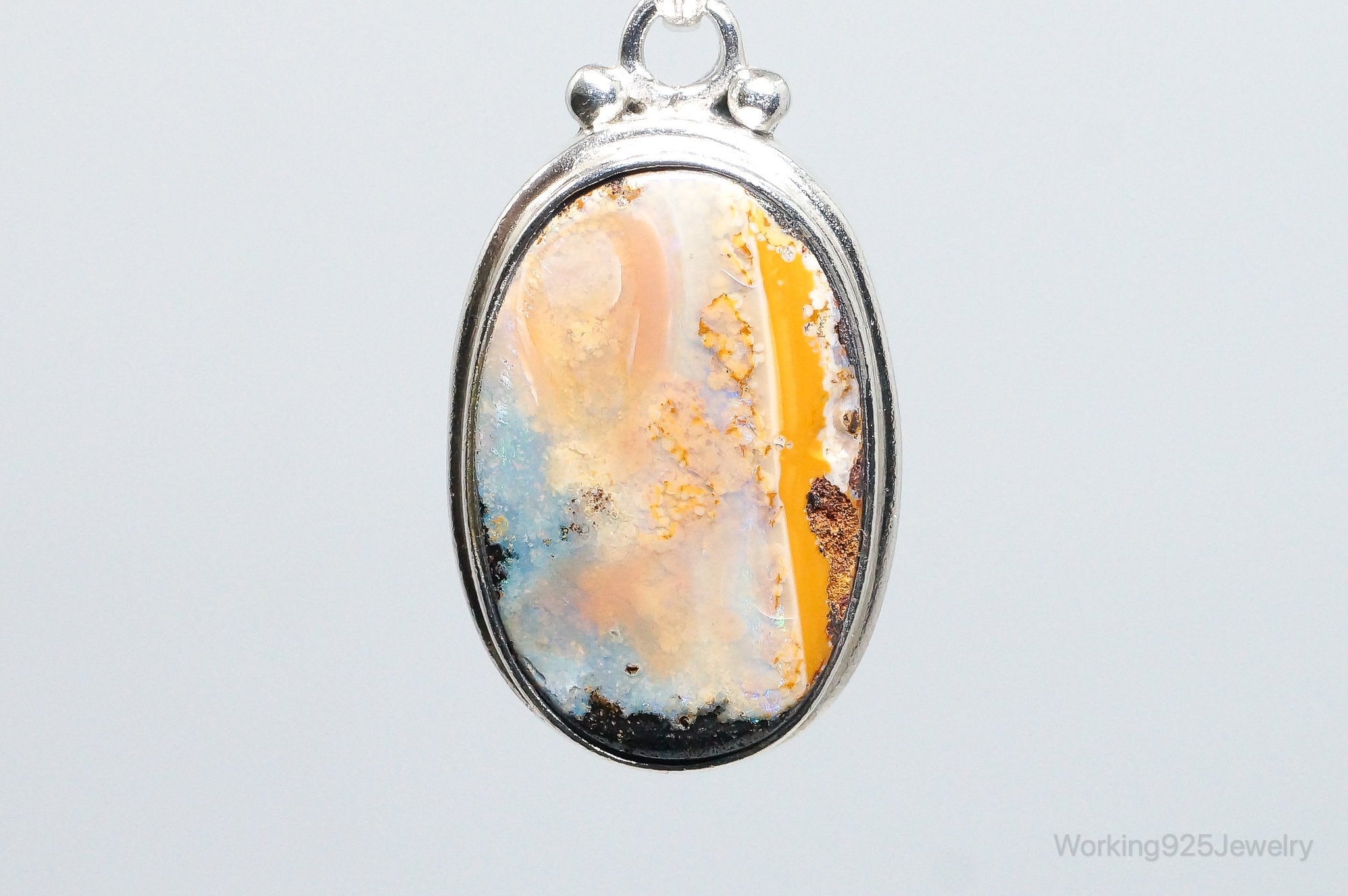 Large Vintage Opalized Agate Sterling Silver Necklace Pendant | Jewelry > Necklaces > Pendants | Wiccan Center