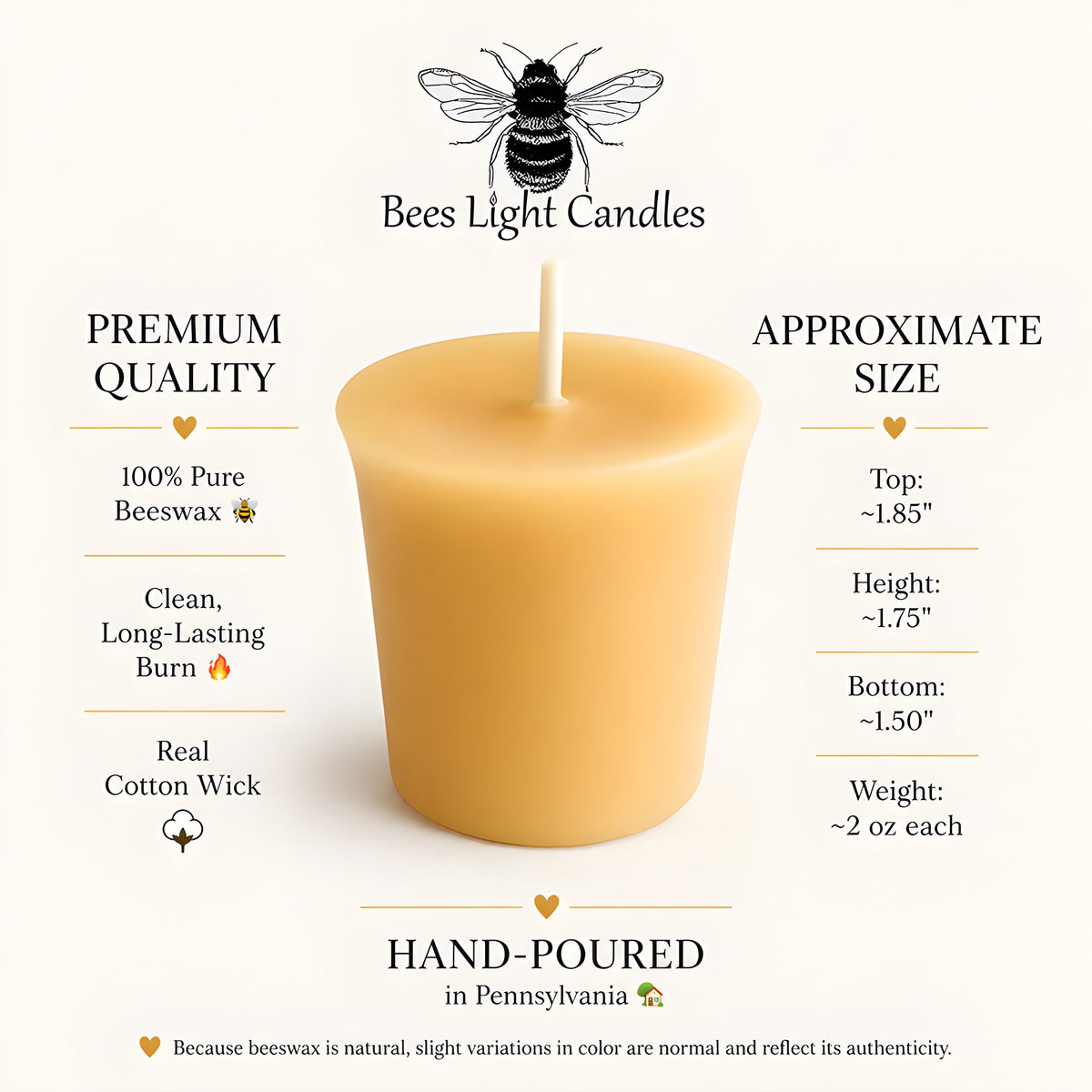 Beeswax Votives Multiple Colors & Quantities | Candles | Wiccan Center