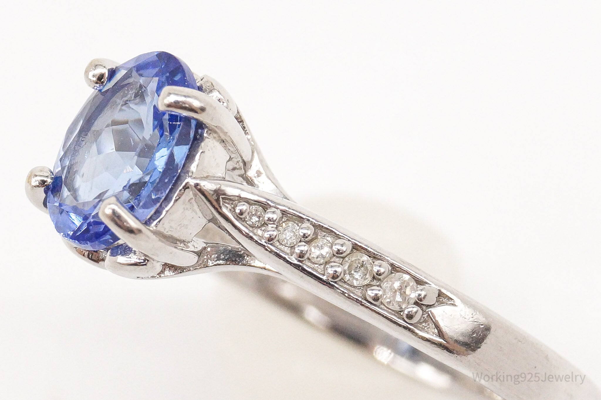 BBJ Tanzanite Diamond Rhodium Over Sterling Silver Ring - Size 7.75 | Jewelry > Rings | Wiccan Center