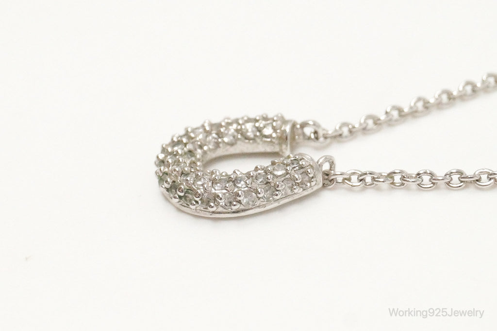 Horse Shoe Cubic Zirconia Sterling Silver Necklace | Jewelry > Necklaces > Pendants | Wiccan Center