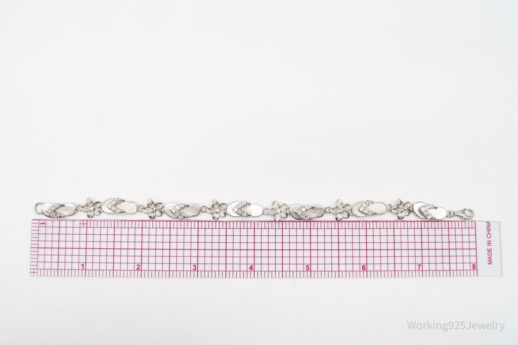 Vintage Cubic Zirconia Sandals & Flowers Sterling Silver Bracelet | Jewelry > Bracelets | Wiccan Center