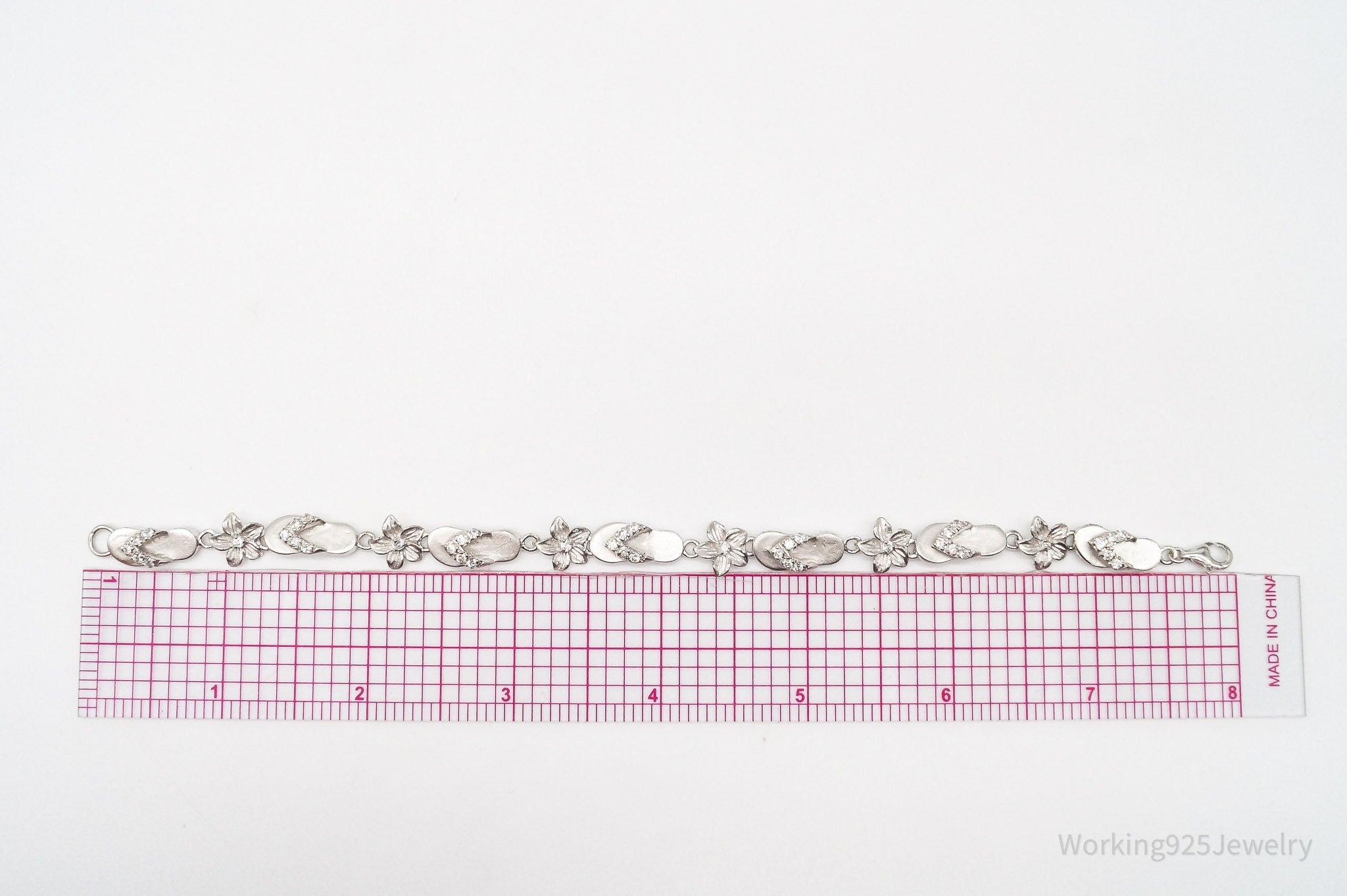 Vintage Cubic Zirconia Sandals & Flowers Sterling Silver Bracelet | Jewelry > Bracelets | Wiccan Center