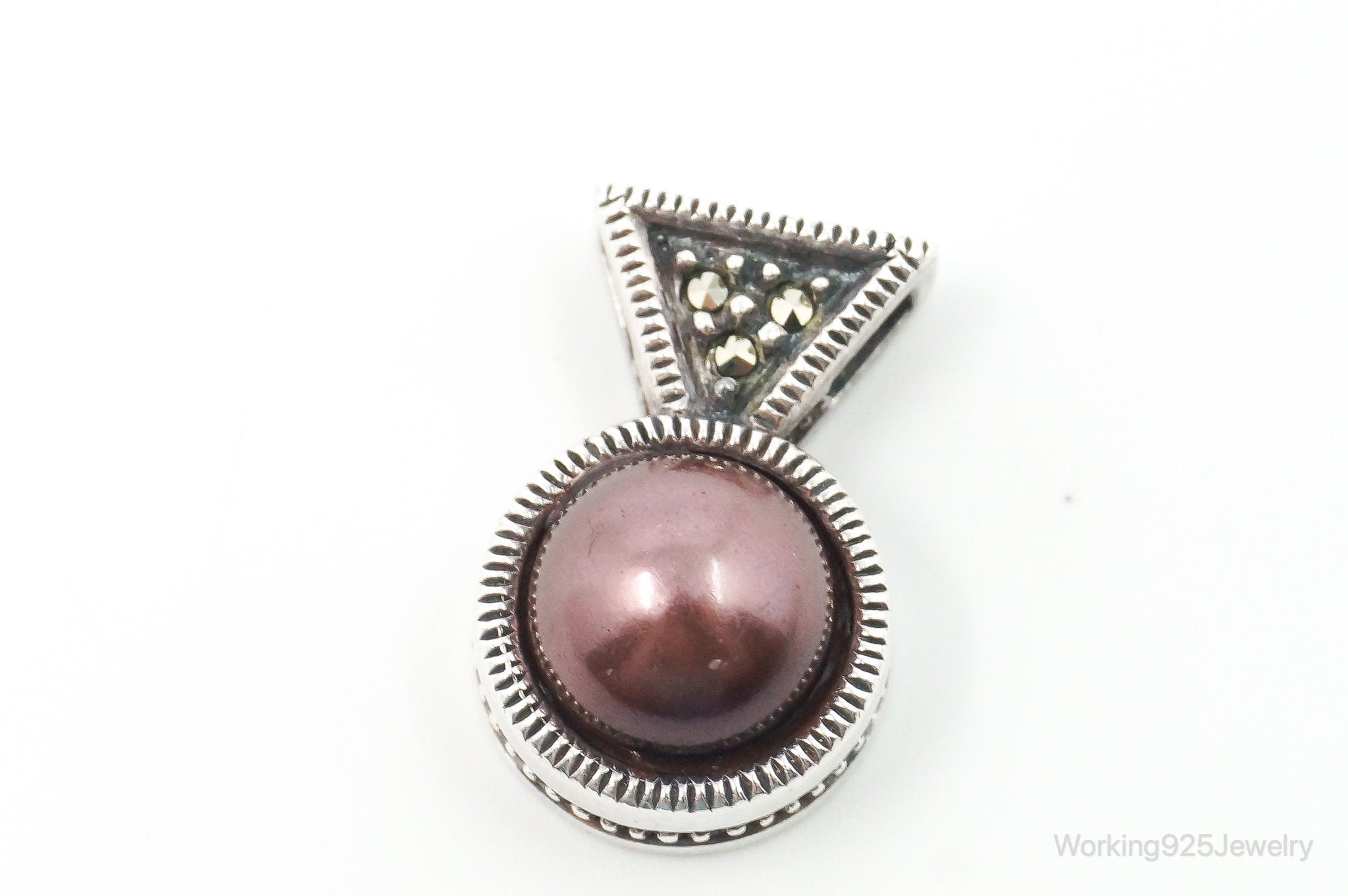 Vintage Designer Judith Jack Pearl Marcasite Sterling Silver Pendant | Jewelry > Necklaces > Pendants | Wiccan Center