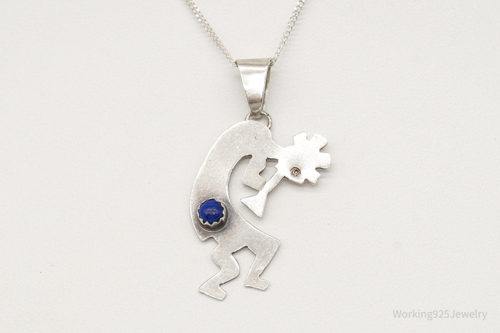 Vintage Native America Lapis Lazuli Dancing Kokopelli Sterling Silver Necklace | Jewelry > Necklaces > Pendants | Wiccan Center