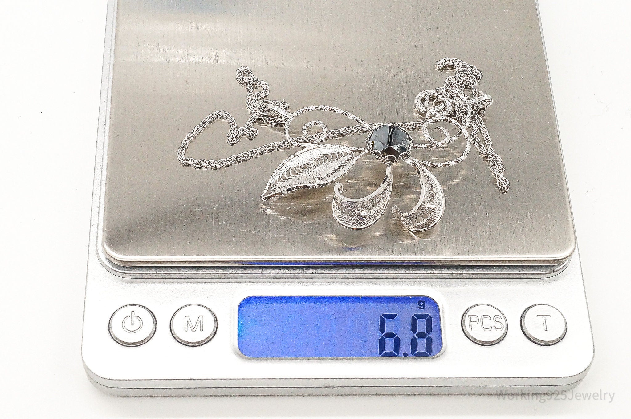 Antique Hematite Sterling Silver Filigree Necklace | Jewelry > Necklaces > Pendants | Wiccan Center