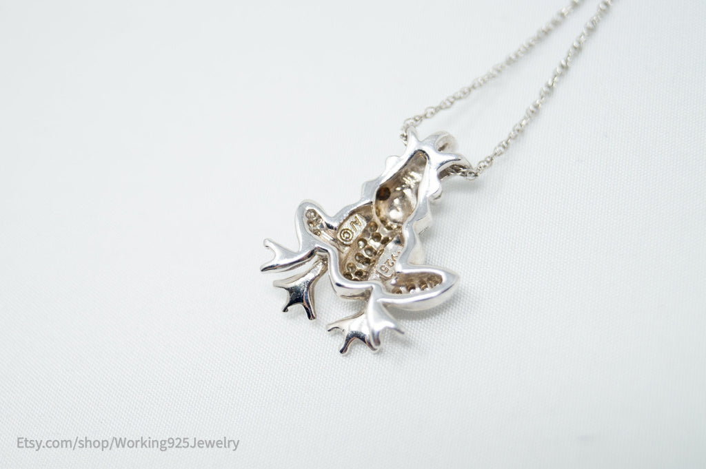 Vintage Diamond King Frog Toad Sterling Silver Necklace | Jewelry > Necklaces > Pendants | Wiccan Center