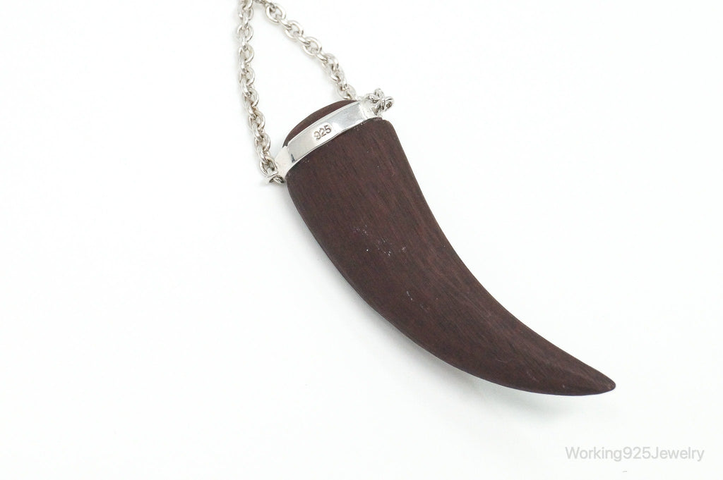 Vintage Large Wood Claw Tigers Eye Citrine Sterling Silver Necklace | Jewelry > Necklaces > Pendants | Wiccan Center