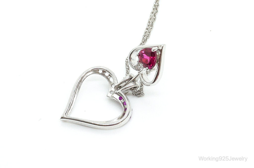 Designer Ruby Cubic Zirconia Heart Sterling Silver Necklace | Jewelry > Necklaces > Pendants | Wiccan Center