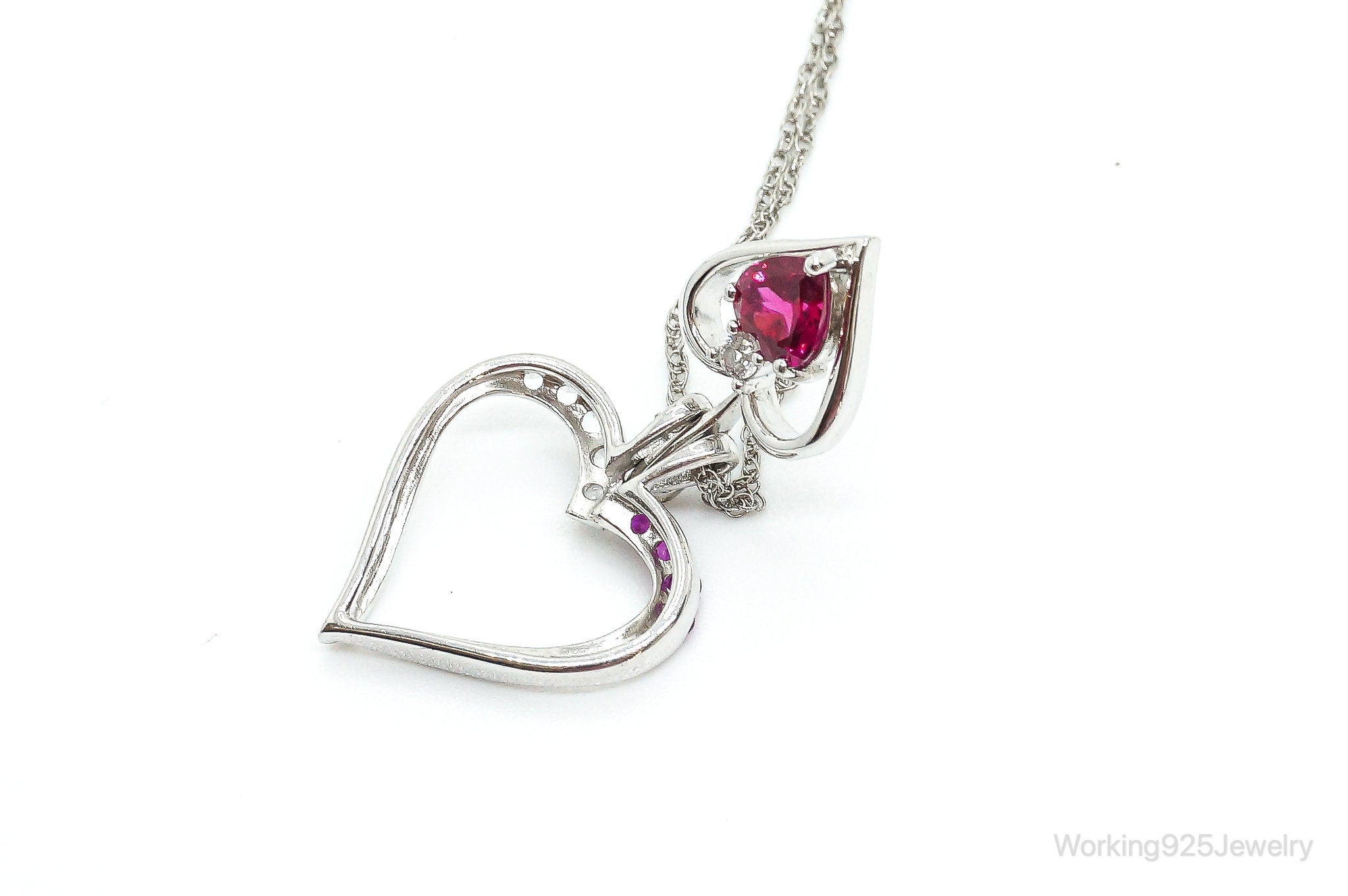 Designer Ruby Cubic Zirconia Heart Sterling Silver Necklace | Jewelry > Necklaces > Pendants | Wiccan Center