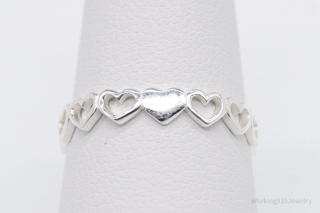 Vintage STE BEE Open Hearts Pattern Sterling Silver Band Ring - Size 8 | Jewelry > Rings | Wiccan Center