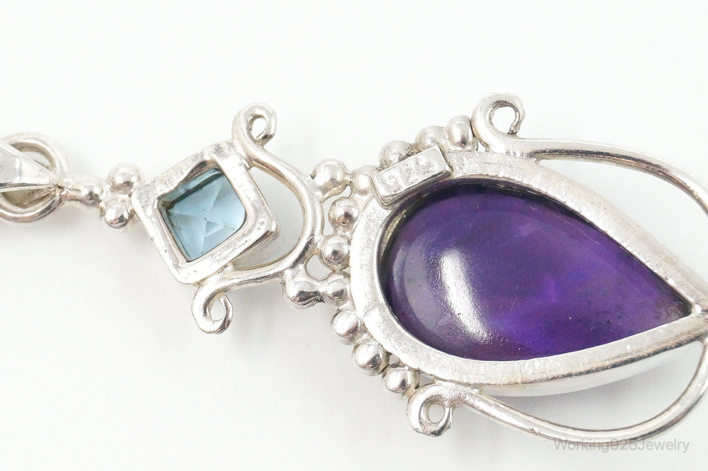 Large Vintage Blue Topaz Amethyst Sterling Silver Pendant | Jewelry > Necklaces > Pendants | Wiccan Center