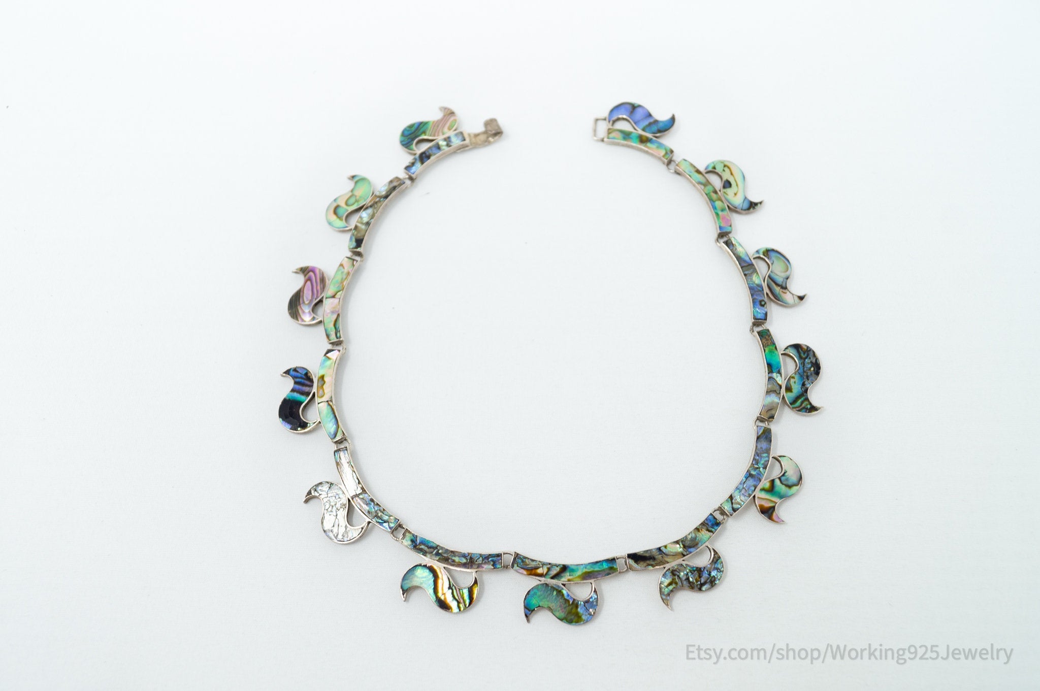 Vintage Designer JE Hecho En Mexico Abalone Shell Sterling Silver Necklace | Jewelry > Necklaces > Pendants | Wiccan Center