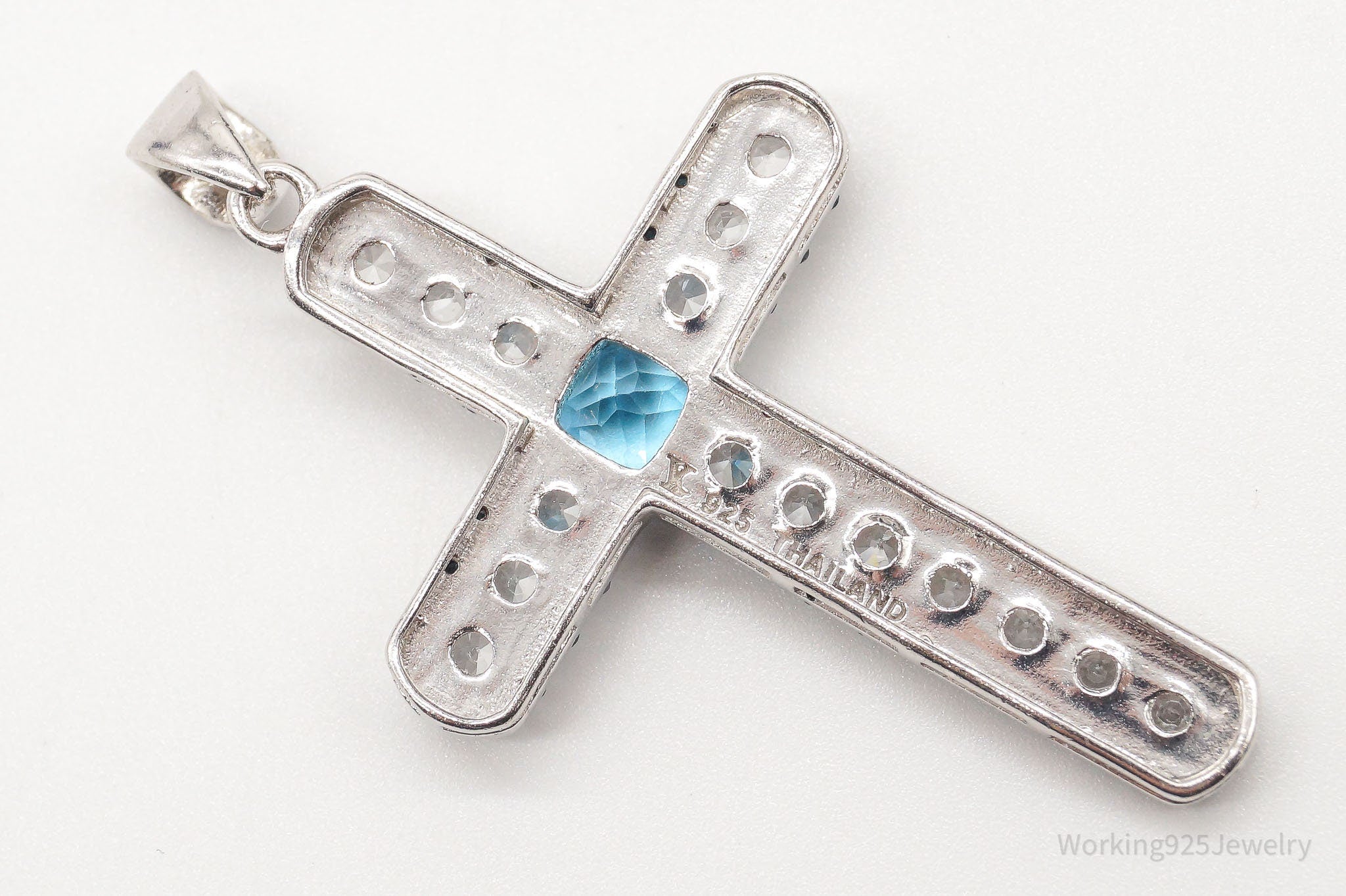 Large Designer Blue Topaz Cubic Zirconia Blue Diamond Sterling Silver Pendant | Jewelry > Necklaces > Pendants | Wiccan Center