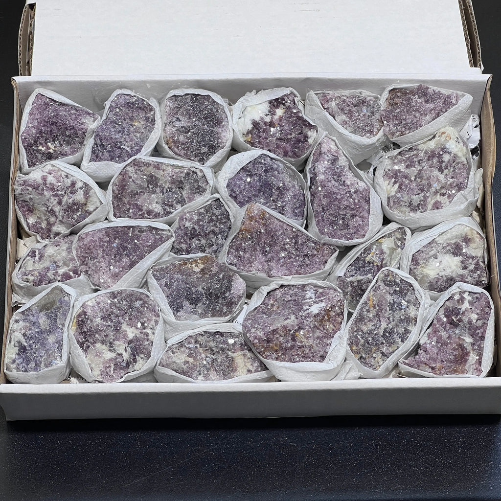 Lilac Lepidolite Crystals (Avg 3 LBs) Box Flat Bulk Wholesale Lot Rough Raw Stones Natural Gemstones | Home & Living > Home Decor > Home Accents > Rocks & Geodes | Wiccan Center