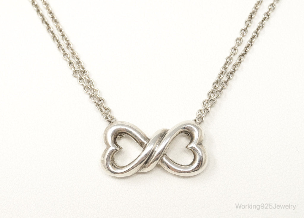 Vintage Open Linked Hearts Lovers Infinity Sterling Silver Necklace | Jewelry > Necklaces > Pendants | Wiccan Center