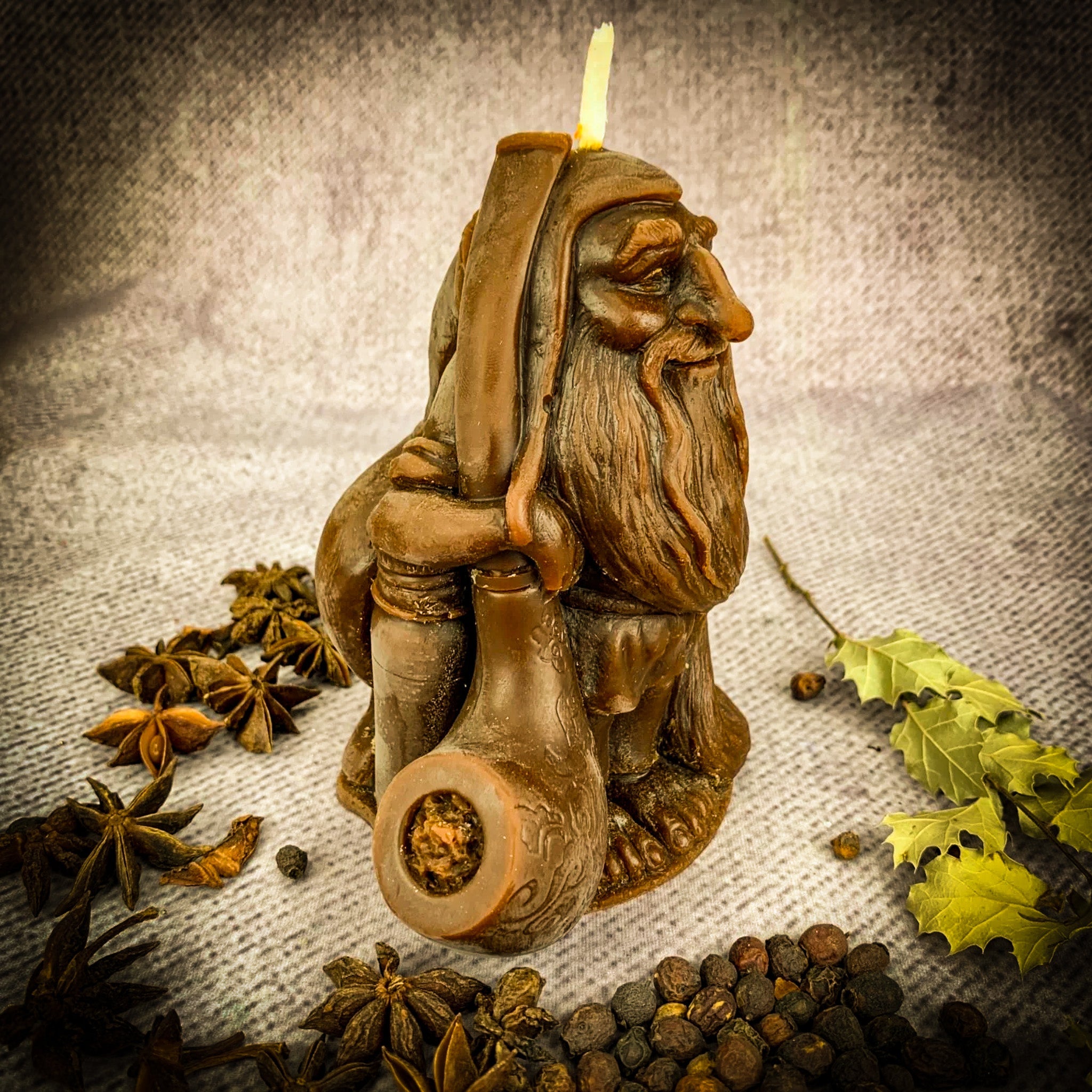 Beeswax Domovyk House Gnome Spell Candle - Home Blessing & Protection | Beeswax Candle | Wiccan Center
