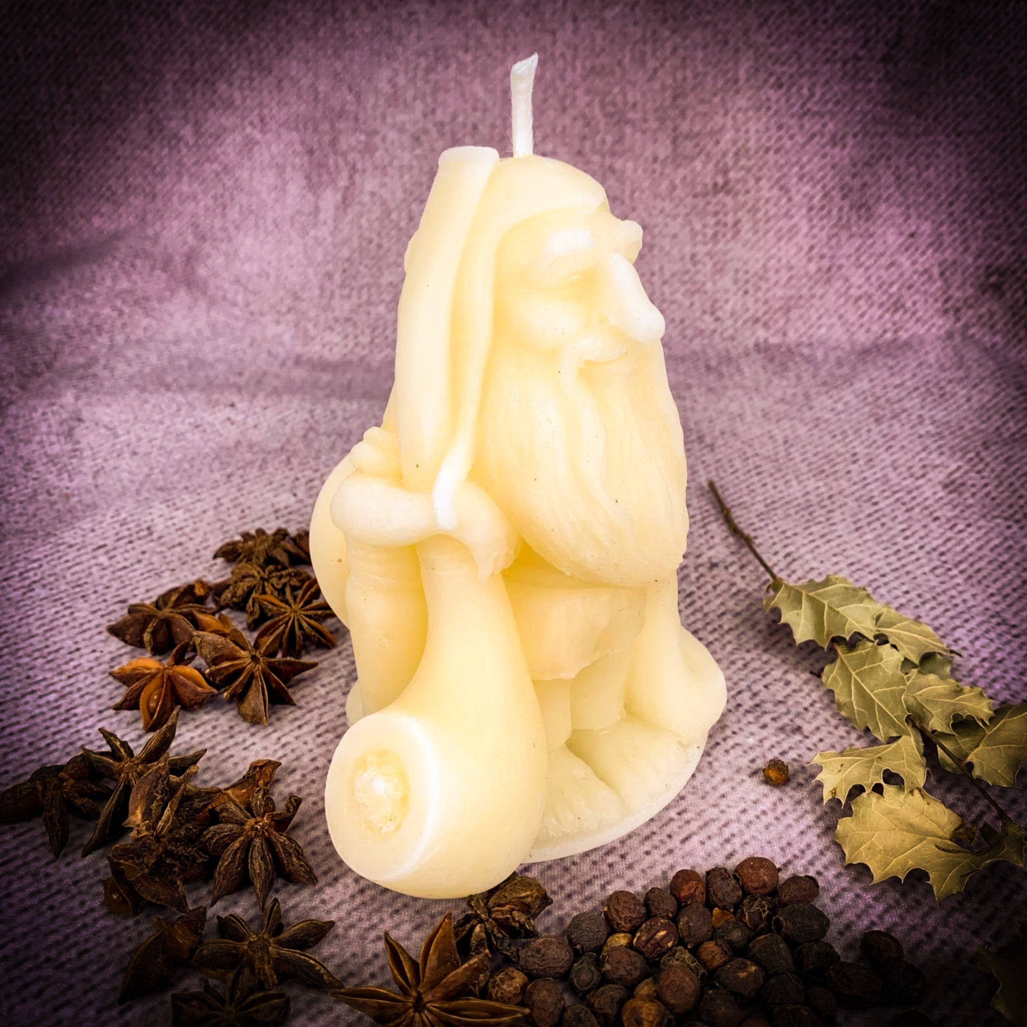Beeswax Domovyk House Gnome Spell Candle - Home Blessing & Protection | Beeswax Candle | Wiccan Center