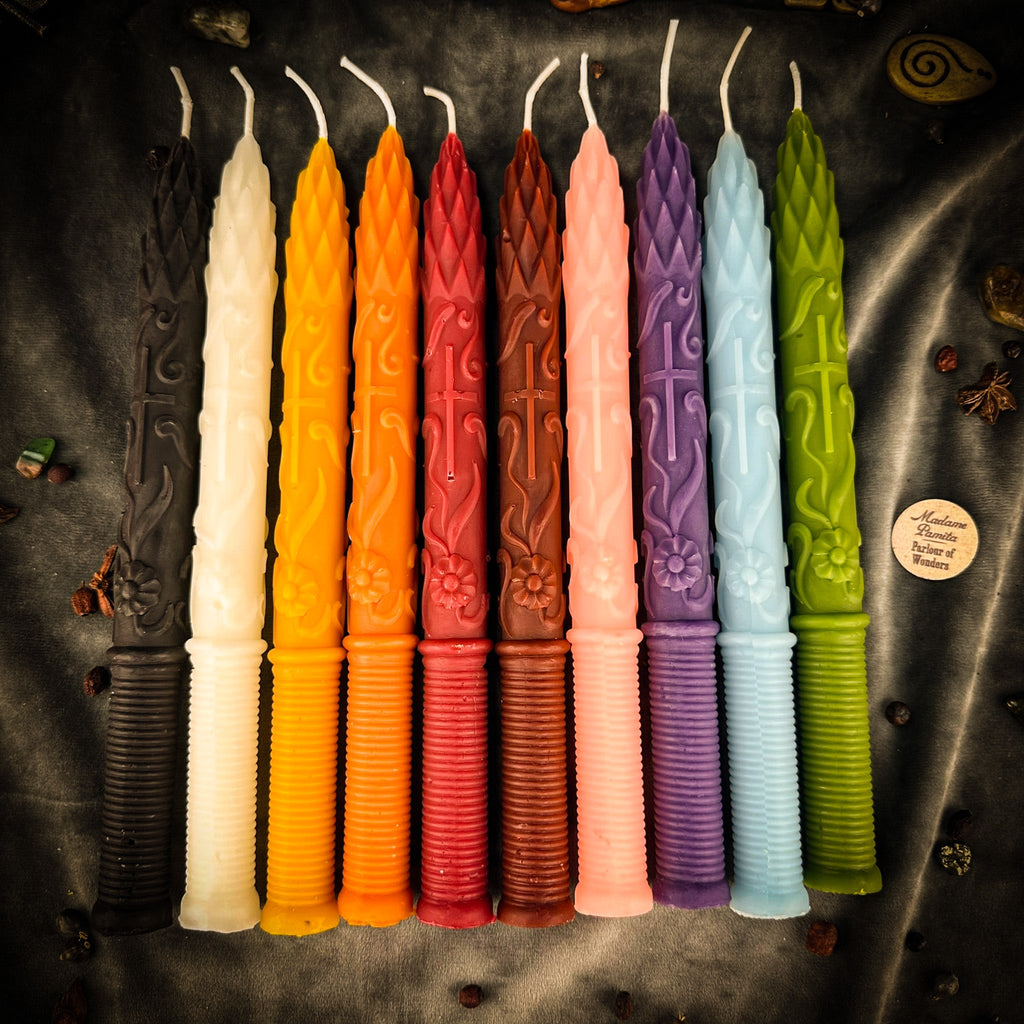 Stritennya Asparagus Candlemas Taper Candle Spell Kit - Renewal & Protection | Candle Spell Kit | Wiccan Center
