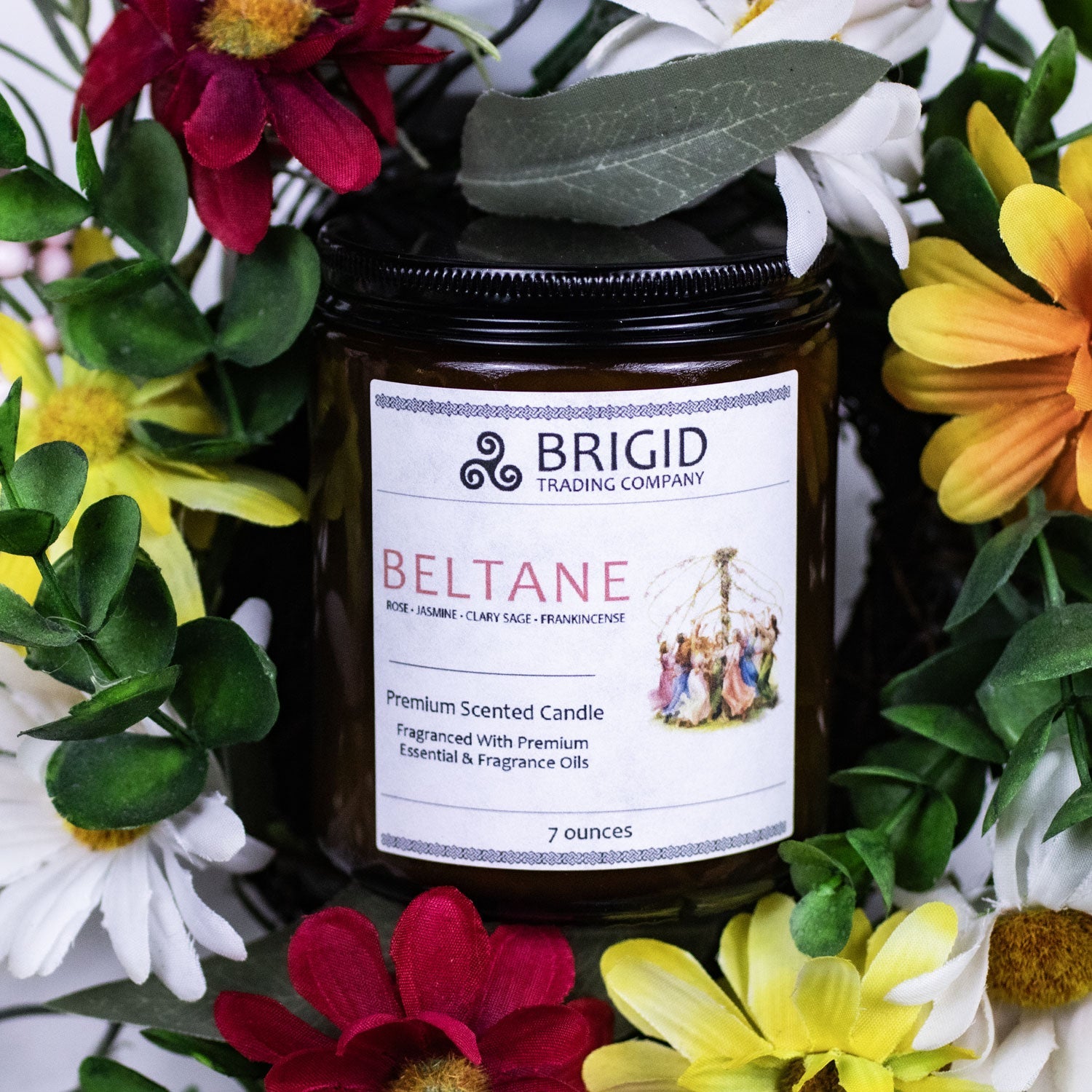 Beltane Soy Wax Candle - Rose, Jasmine, Clary Sage, and Frankincense | Premium Scented Candle | Wiccan Center