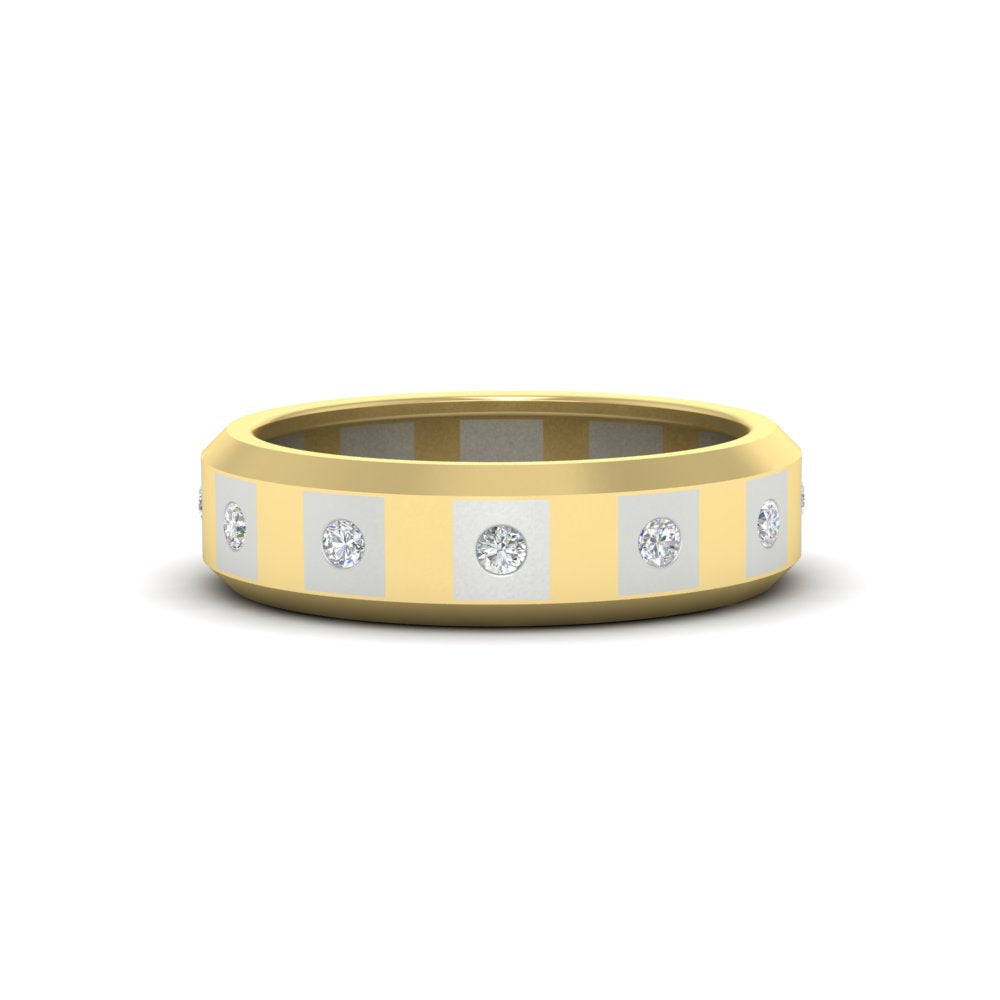 Bezel Round Mens Wedding Ring