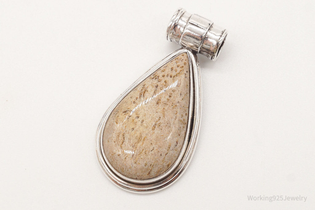 Vintage Large Fossil Sterling Silver Necklace Pendant | Jewelry > Necklaces > Pendants | Wiccan Center