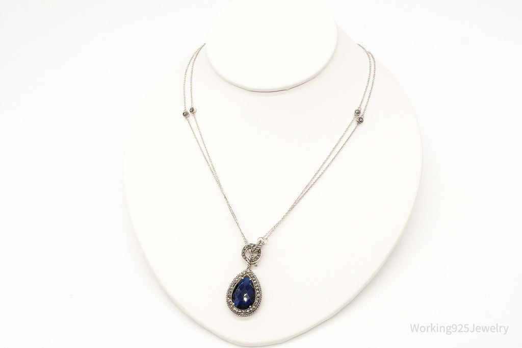Designer Judith Jack Blue Stone Marcasite Sterling Silver Necklace | Jewelry > Necklaces > Pendants | Wiccan Center