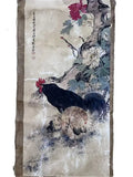 Liu Kuiling Rooster Scroll – “Fortune and Auspiciousness” Rice Paper Painting