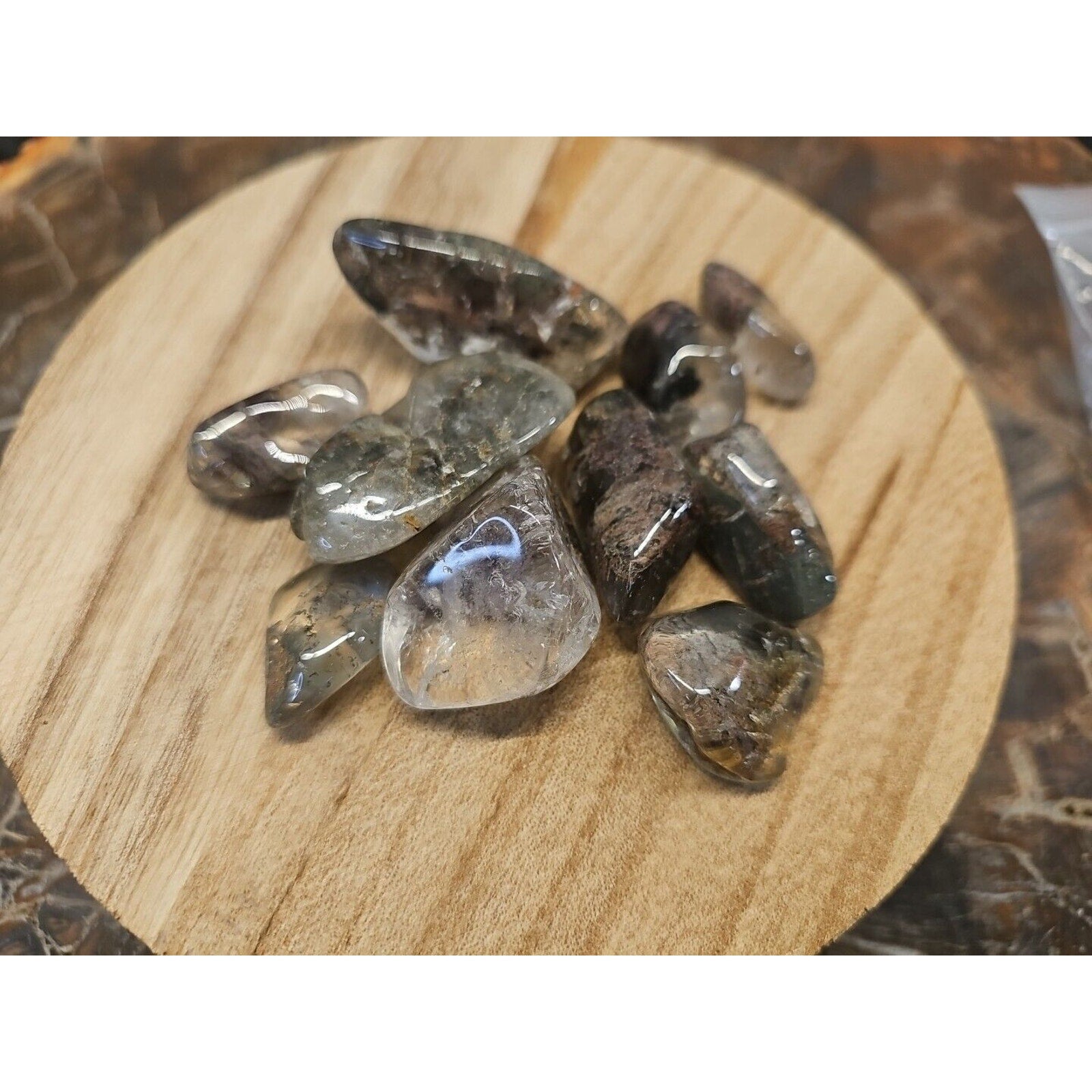 Phantom Ghost Clear Quartz Tumbled Stones — 10-Piece Set, Brazil | CrystalCloud Company
