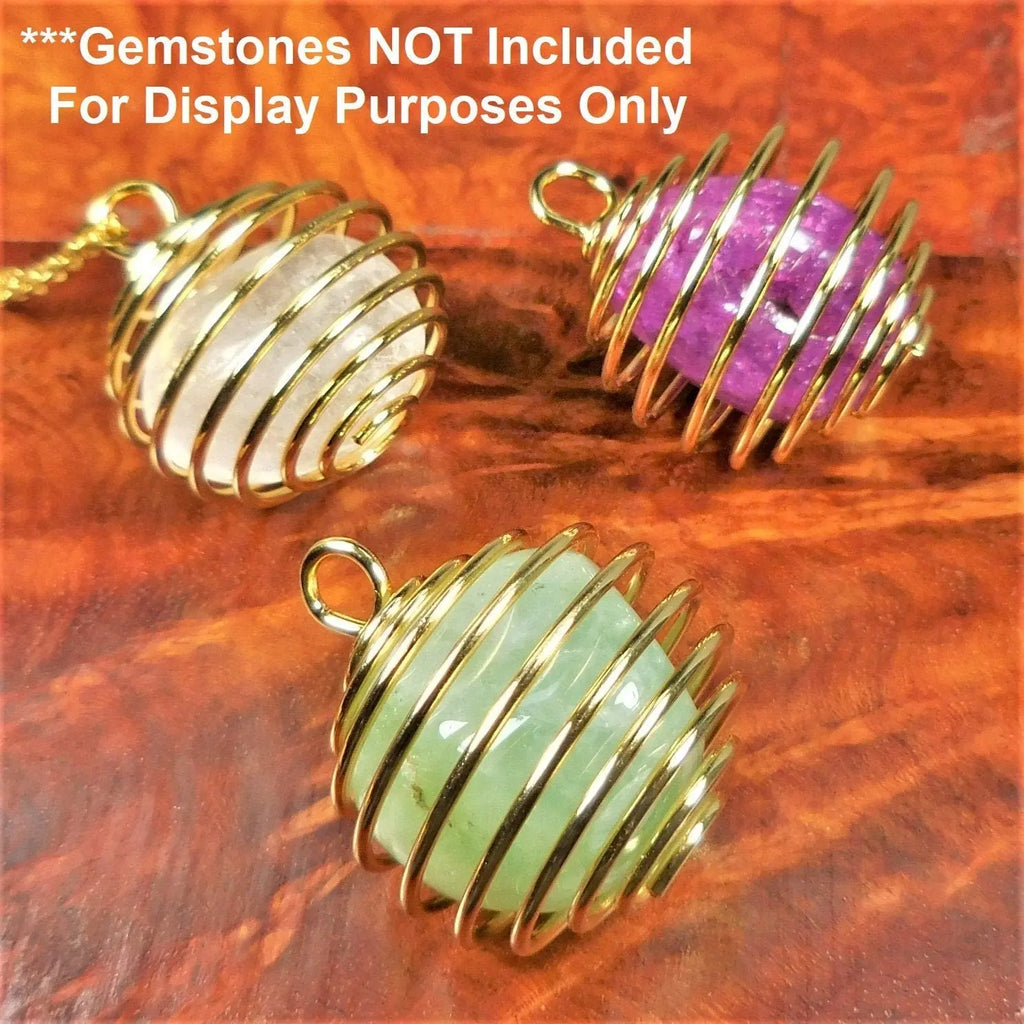 Crystal Gem Holder Spiral Cage Pendants (Silver, Gold, or Copper Plated) Circle Square Wholesale | Craft Supplies & Tools > Beads, Gems & Cabochons > Charms & Pendants > Pendants | Wiccan Center