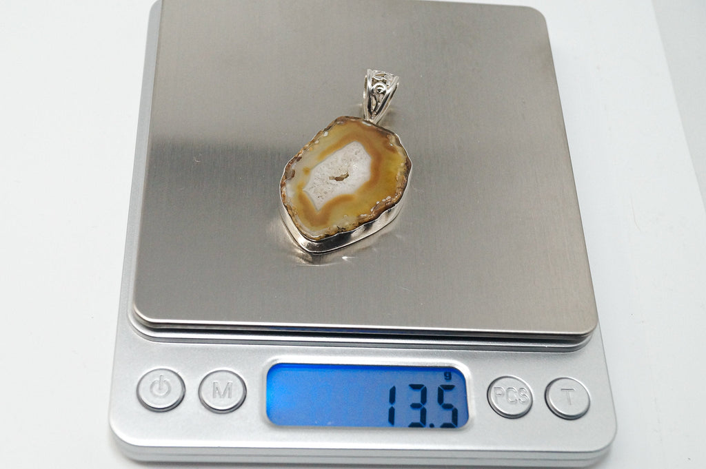 Vintage Brown Crazy Lace Agate Sterling Silver Necklace Pendant | Jewelry > Necklaces > Pendants | Wiccan Center
