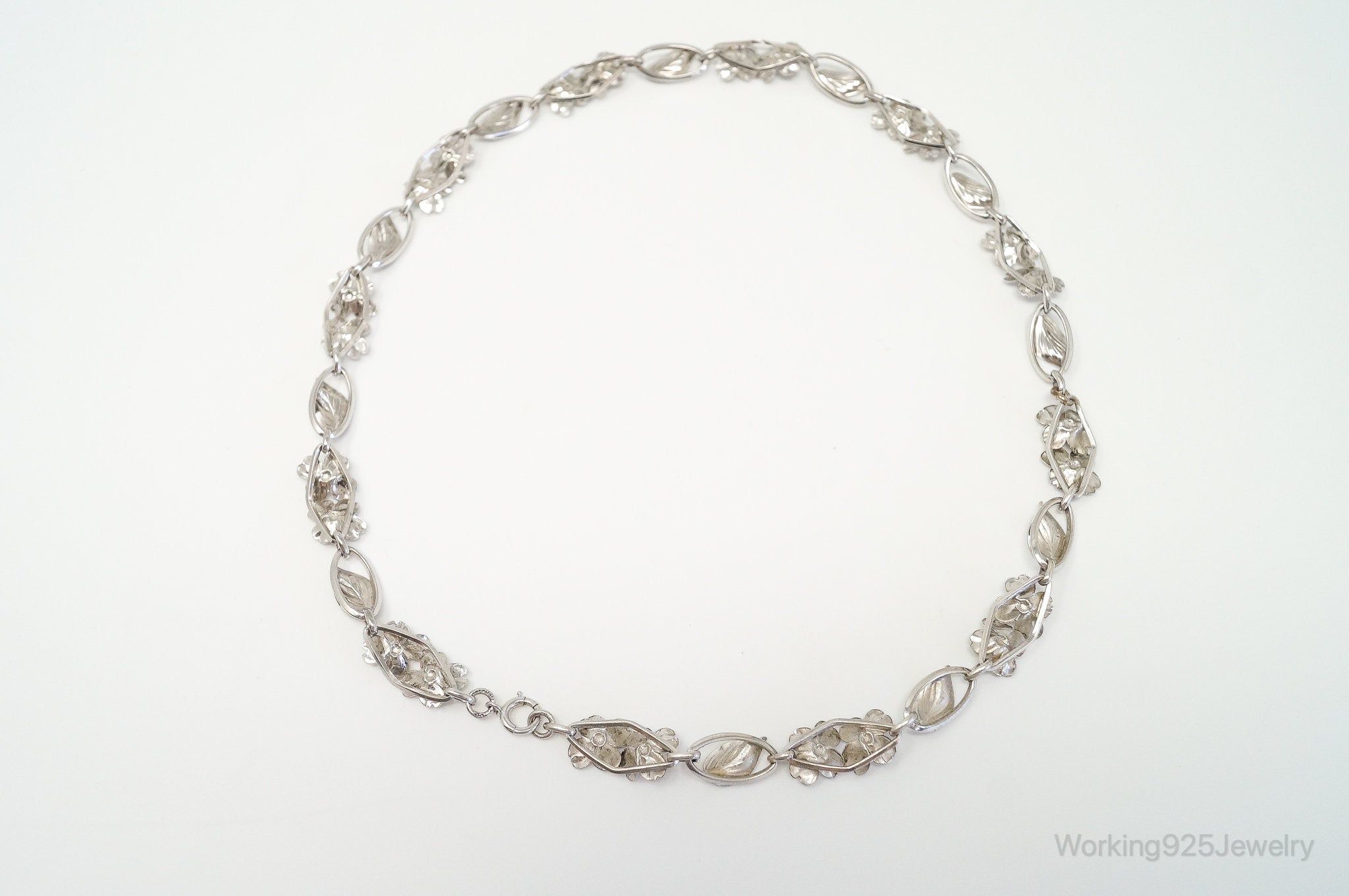 Antique SB Floral Art Nouveau Link Sterling Silver Necklace | Jewelry > Necklaces > Pendants | Wiccan Center